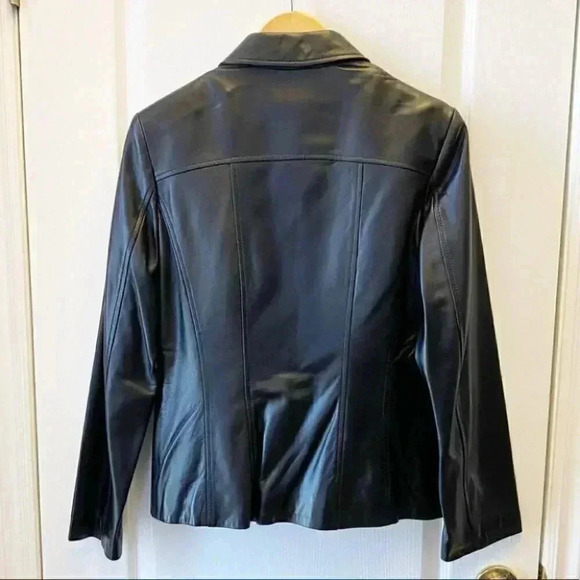 Danier Black Leather Jacket Blazer Button Front  Insulated Removable Liner Small - Picture 3 of 16